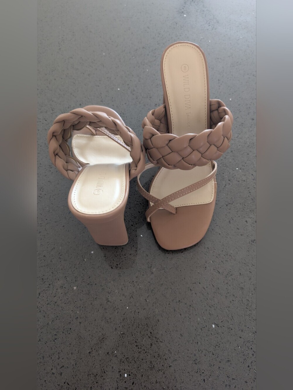 DIVA Lounge Women’s Braided Strap Slide Sandals — Nude - Picture 4 of 9